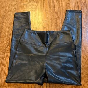 SPANX faux leather black high waisted  leggings - size M